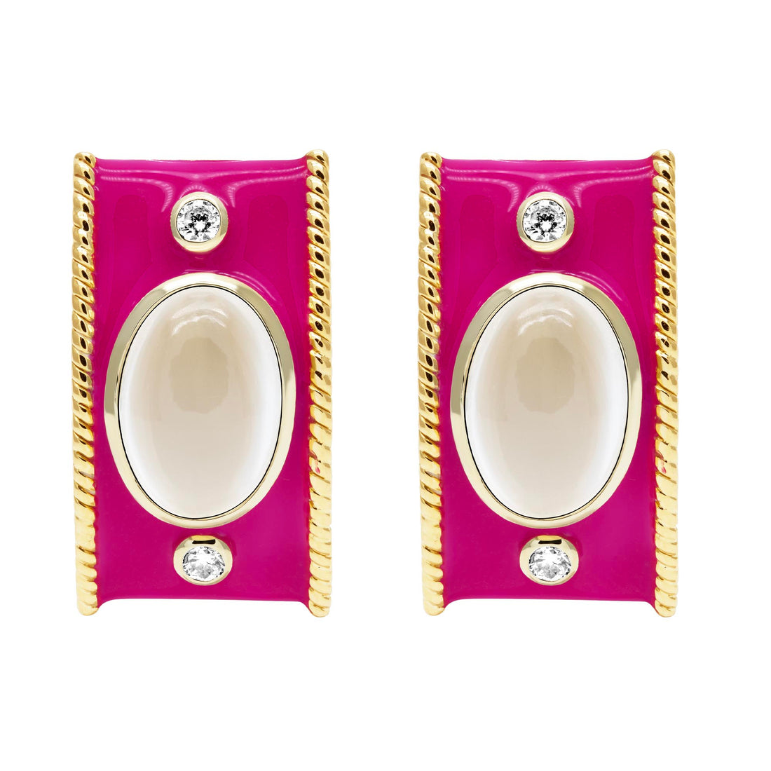 Earrings - Moonstone & Diamond (Enamel) | Singhvi Jewels