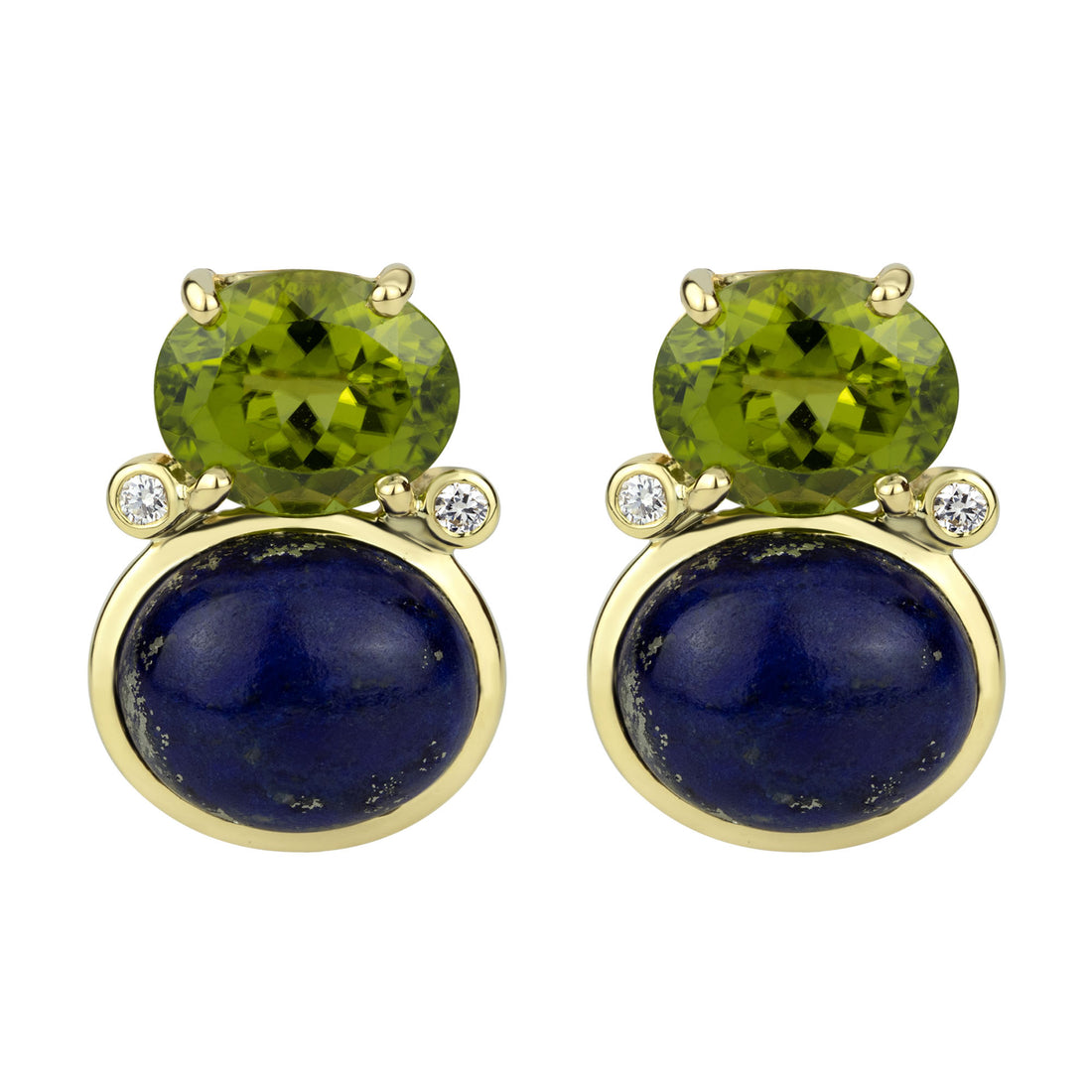 Earrings - Peridot, Lapis Lazuli and Diamond | Singhvi Jewels