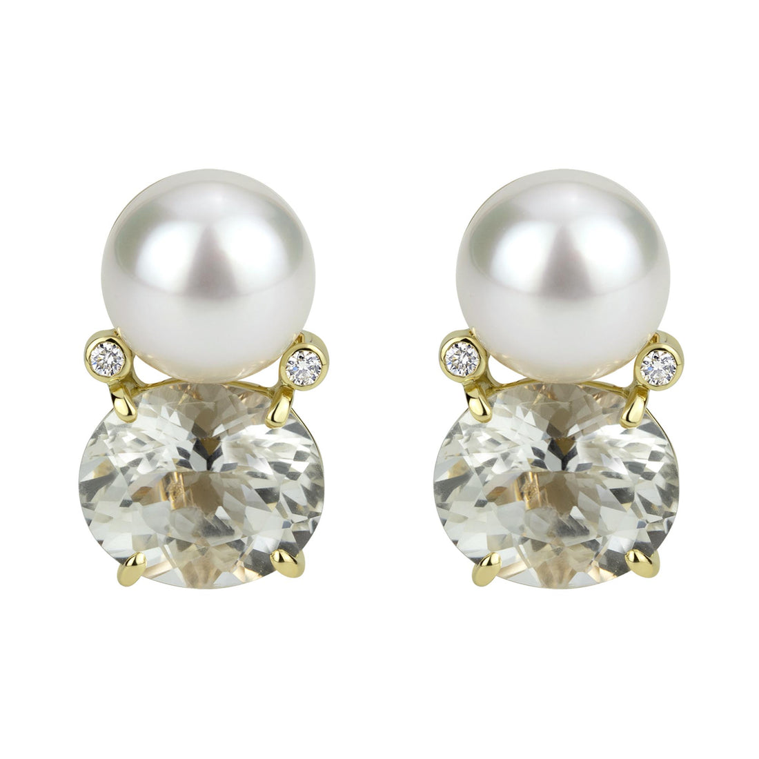 Earrings - South Sea Pearl, Crystal And Diamond