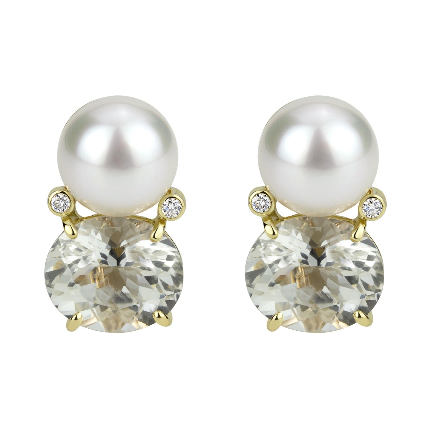 Earrings - South Sea Pearl, Crystal And Diamond (2302D)
