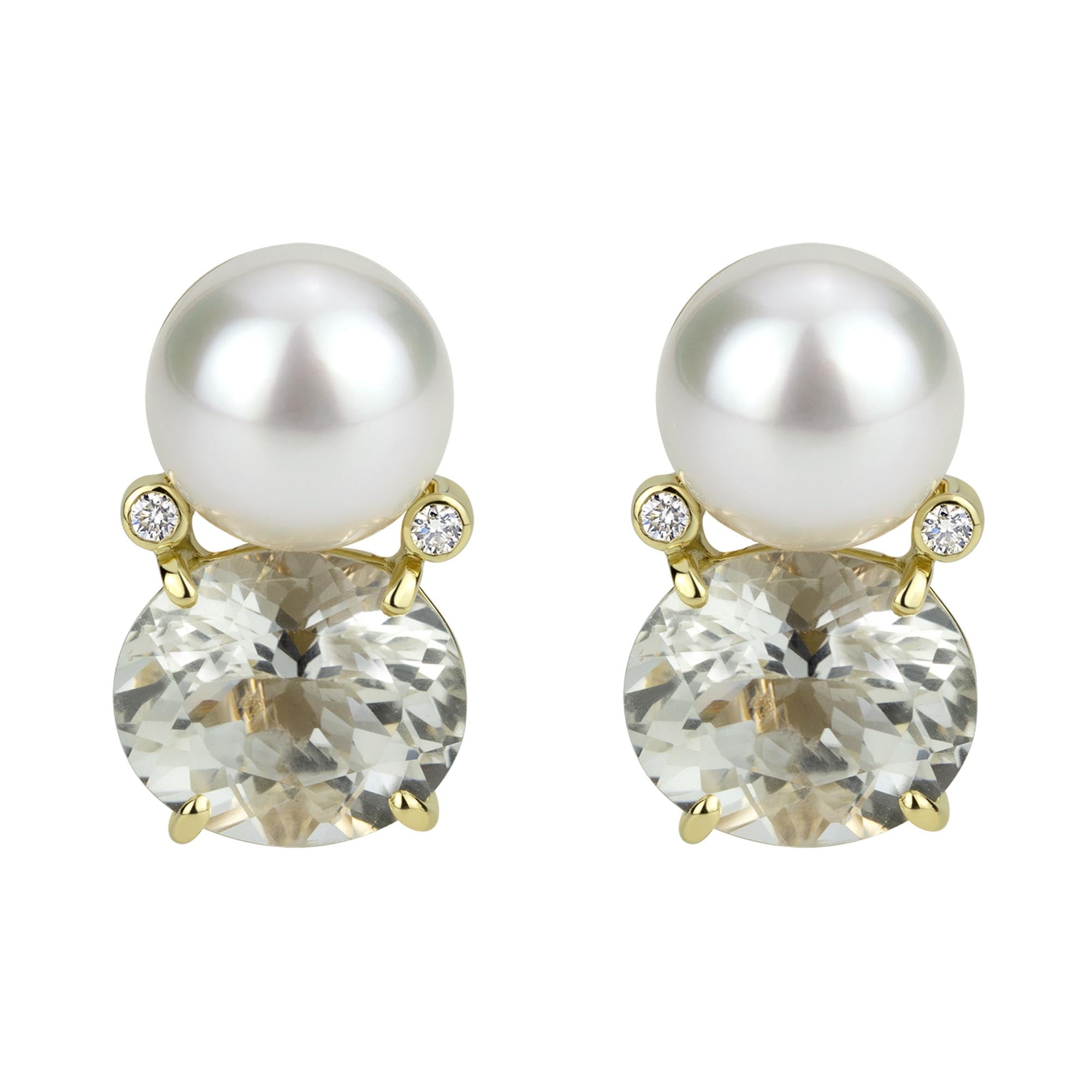 Earrings - South Sea Pearl, Crystal And Diamond (2302D)