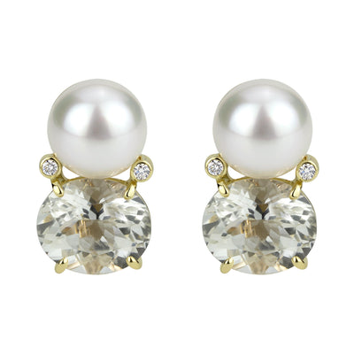 Earrings - South Sea Pearl, Crystal And Diamond (2302D)