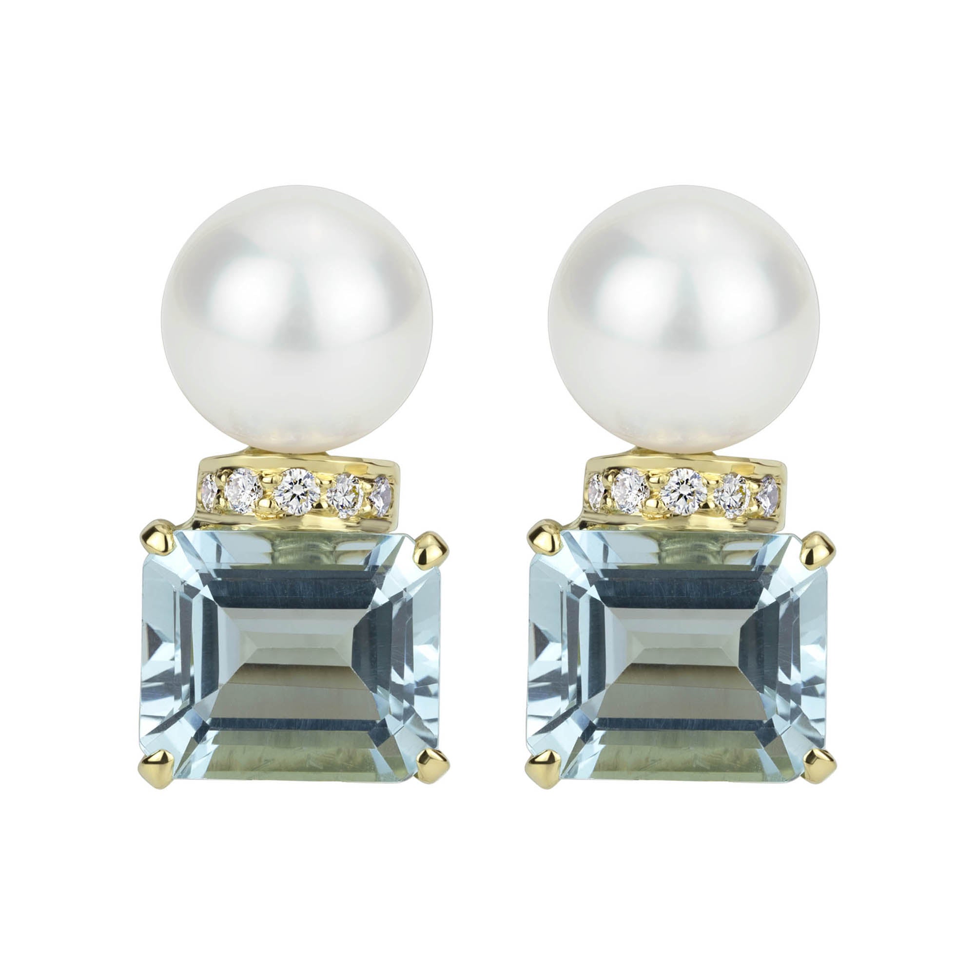 Earrings - Aquamarine, South Sea Pearl and Diamond | Singhvi Jewels