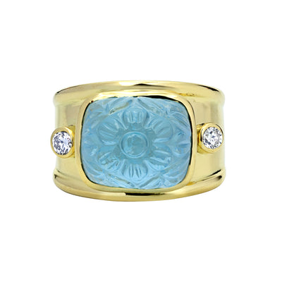 Repair - Ring - Blue Topaz & Diamond in 18K Gold (2323C)