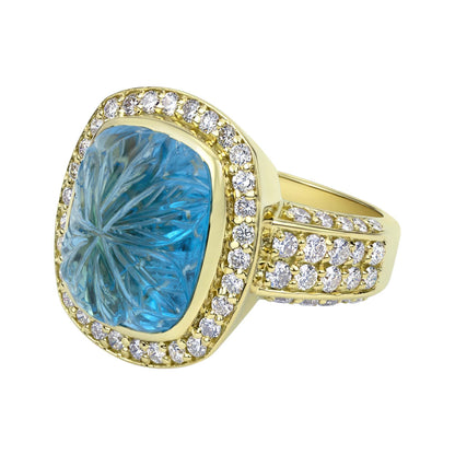 Ring - Blue Topaz And Diamond (2331B) | Singhvi Jewels