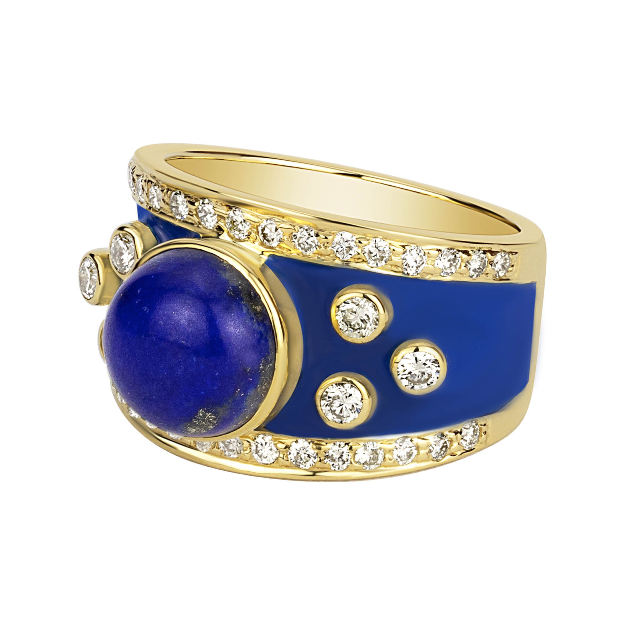 Ring - Lapis Lazuli And Diamond (enamel) (2331D) | Singhvi Jewels