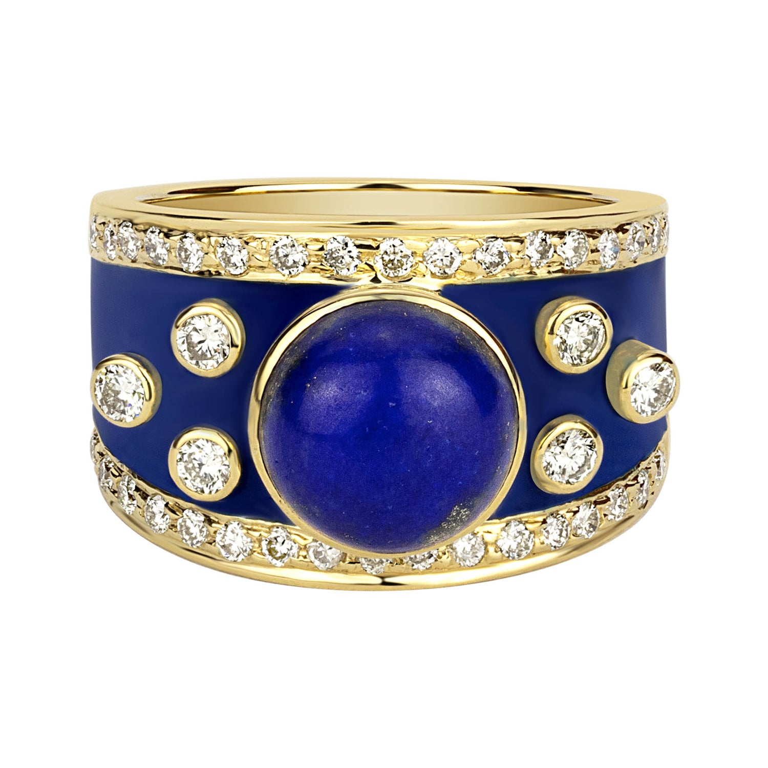 Ring - Lapis Lazuli And Diamond (enamel) (2331D) | Singhvi Jewels