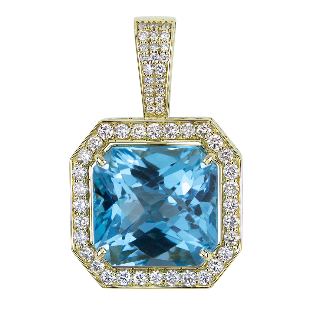 Pendant - Blue Topaz And Diamond