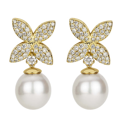Earrings - South Sea Pearl And Diamond