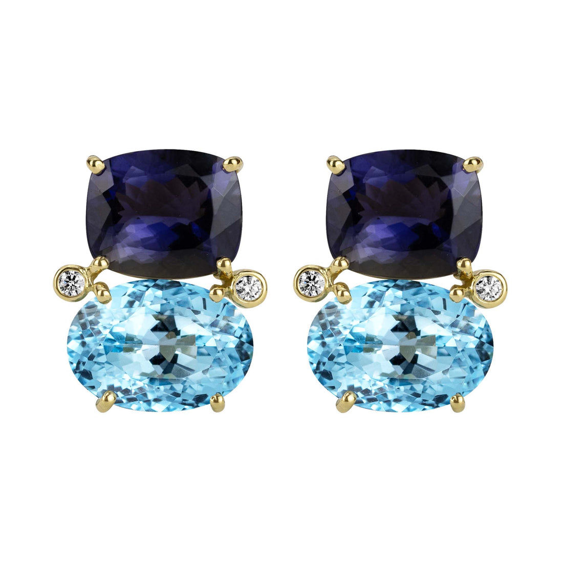 Earrings - Iolite, Blue Topaz And Diamond