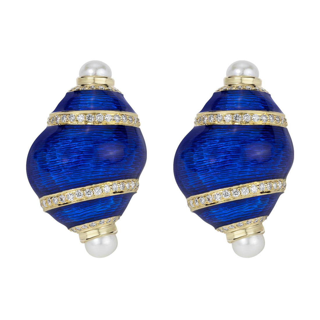 Earrings - Fresh Water Pearl and Diamond (Enamel) | Singhvi Jewels
