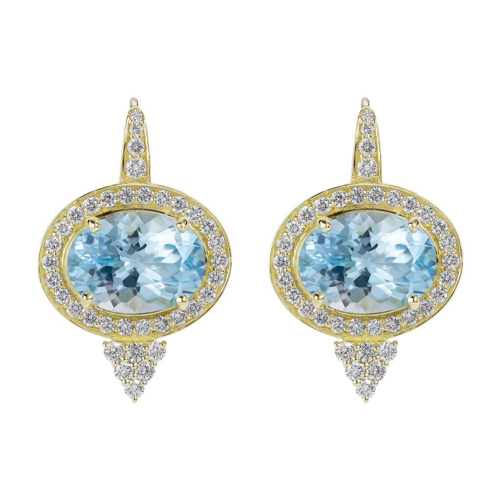 Earrings - Blue Topaz And Diamond