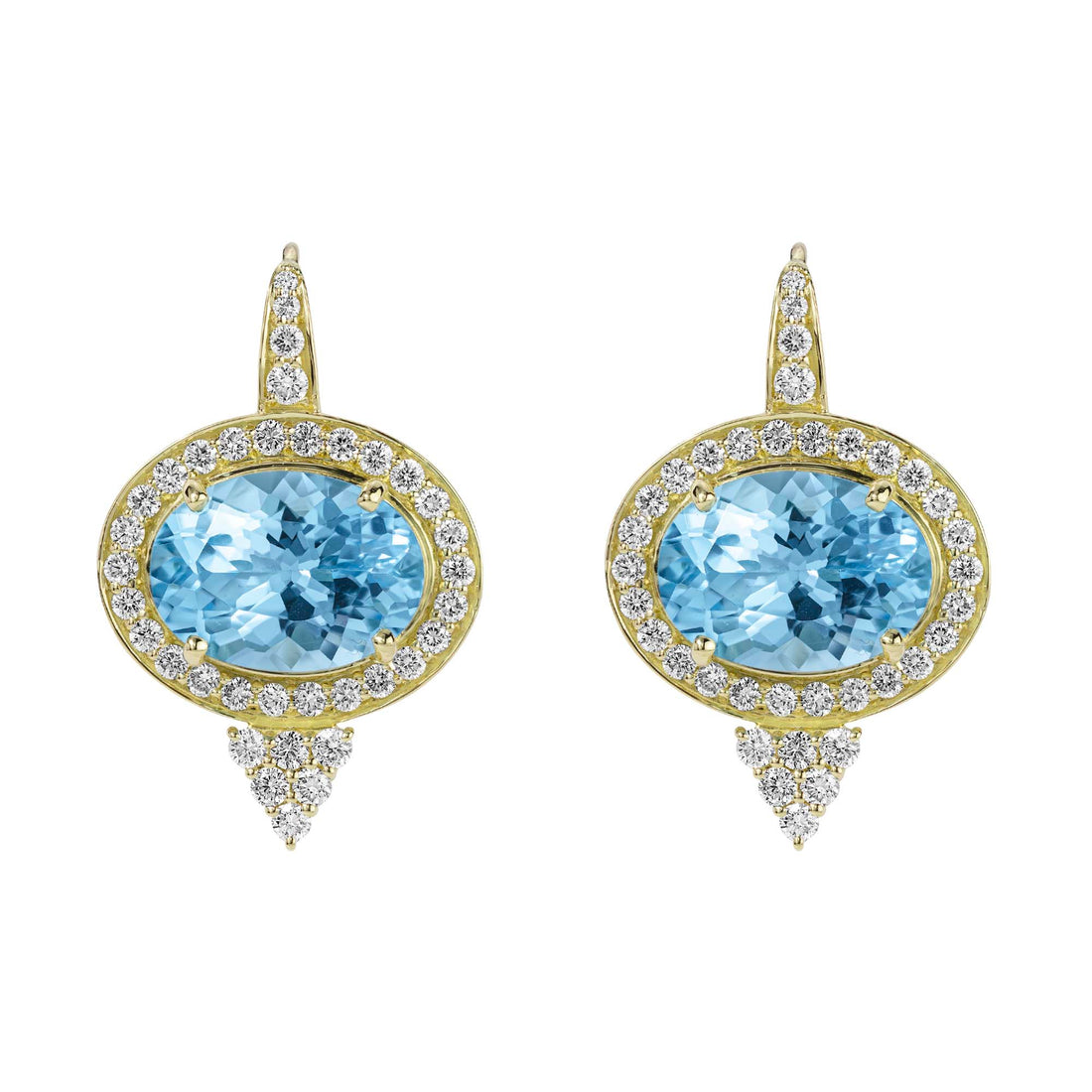 Earrings - Blue Topaz And Diamond