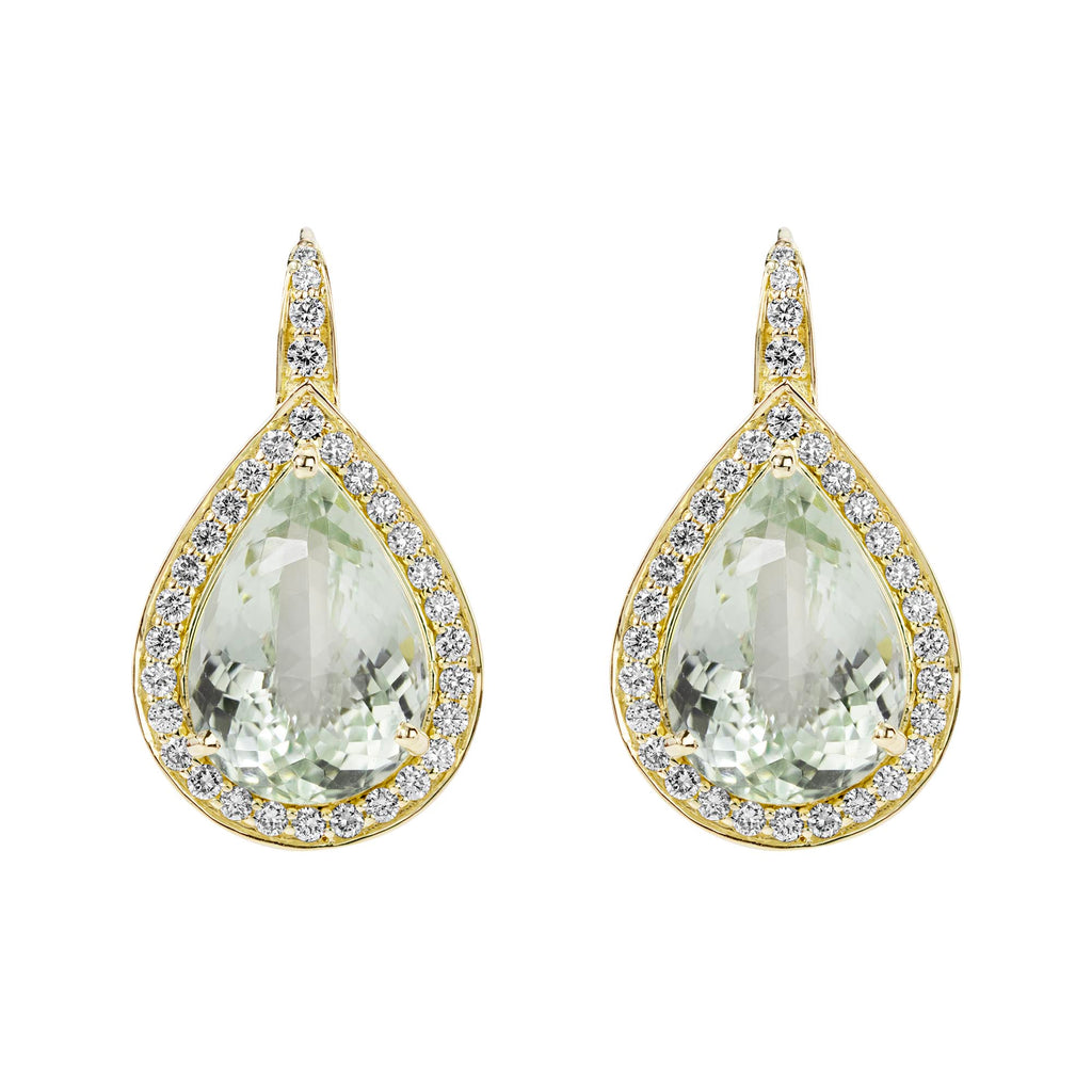 Earrings - Green Quartz And Diamond