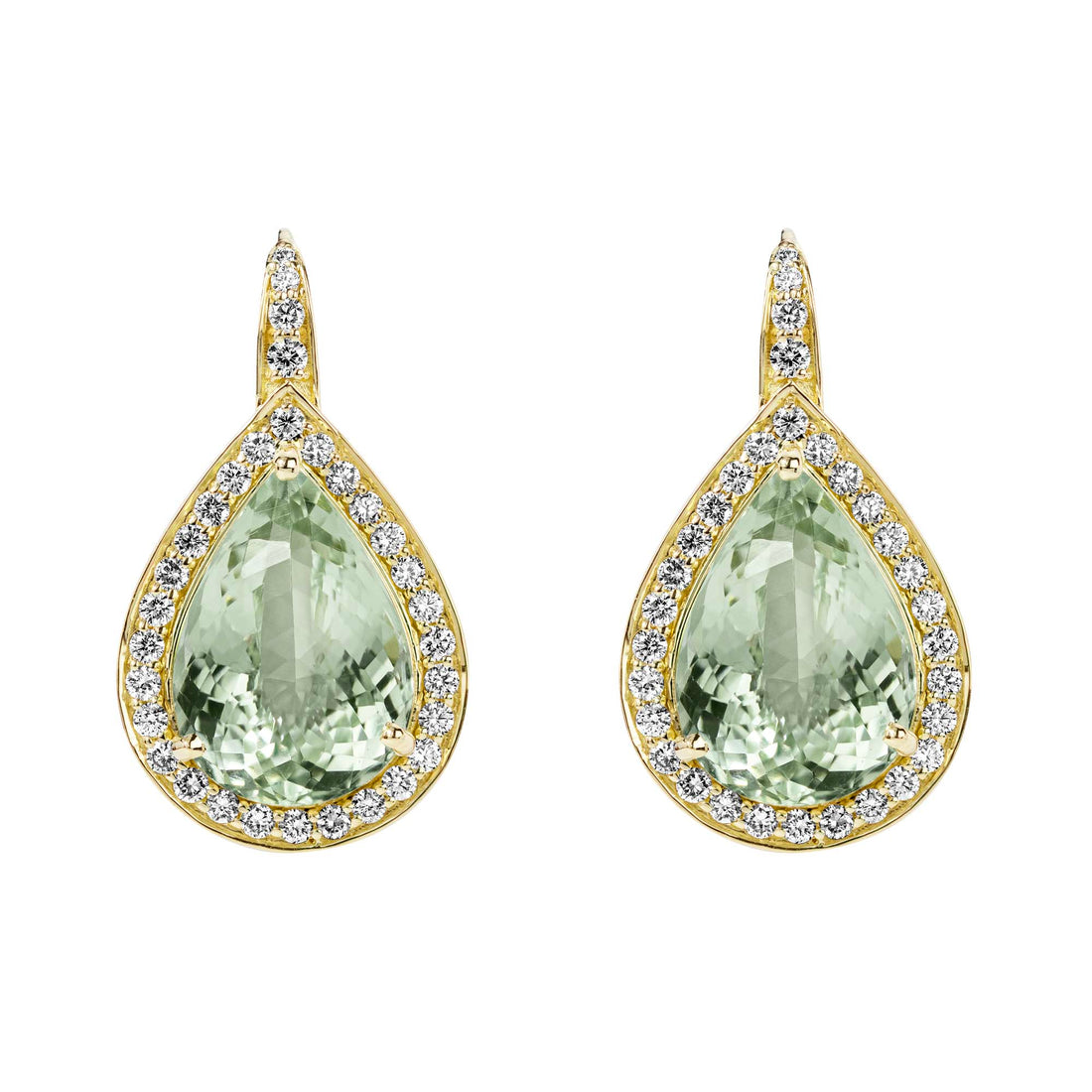 Earrings - Green Quartz And Diamond