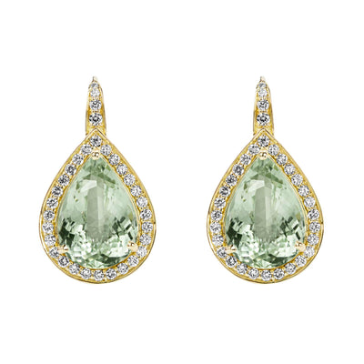Earrings - Green Quartz And Diamond
