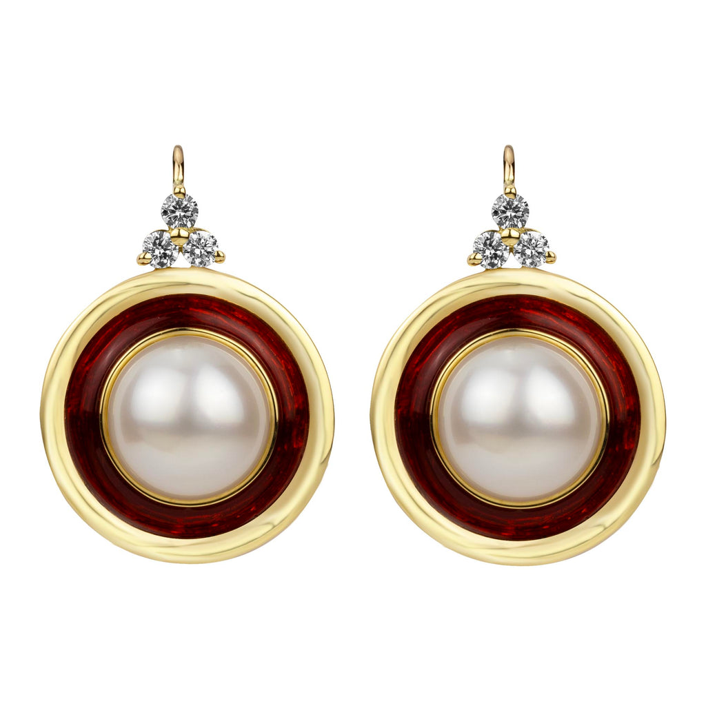 Earrings - South Sea Pearl And Diamond (enamel)