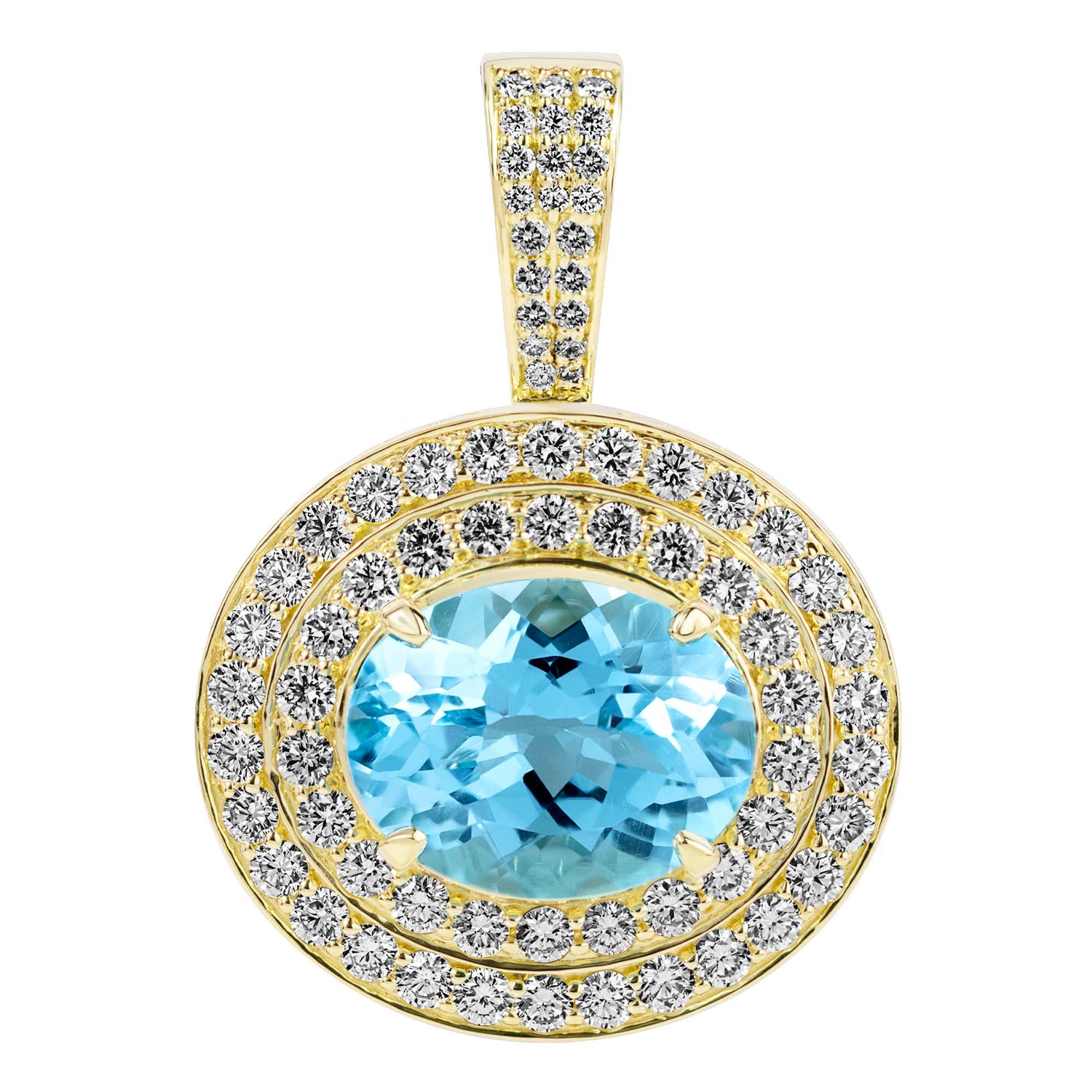 Pendant - Blue Topaz And Diamond