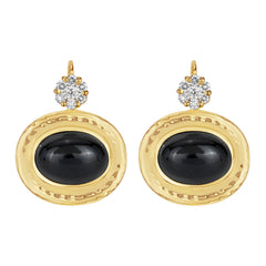 Earrings - Black Onyx And Diamond