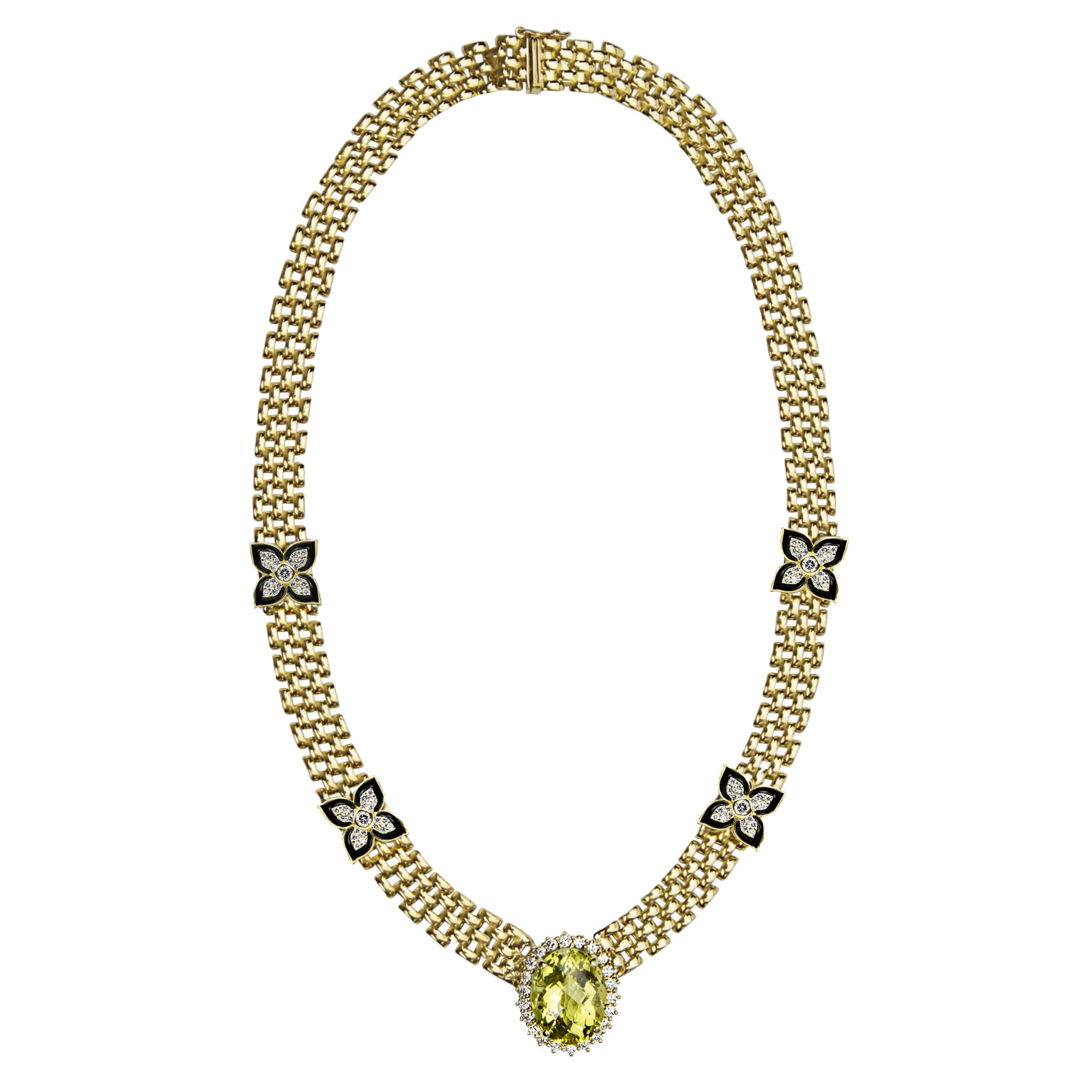 Necklace - Lemon Quartz and Diamond (Enamel) | Singhvi Jewels