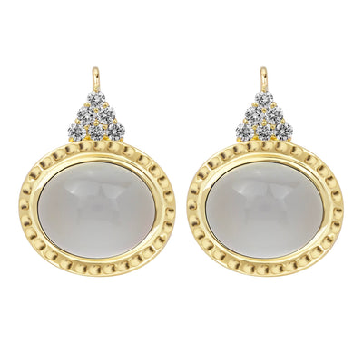 Earrings - Moonstone And Diamond