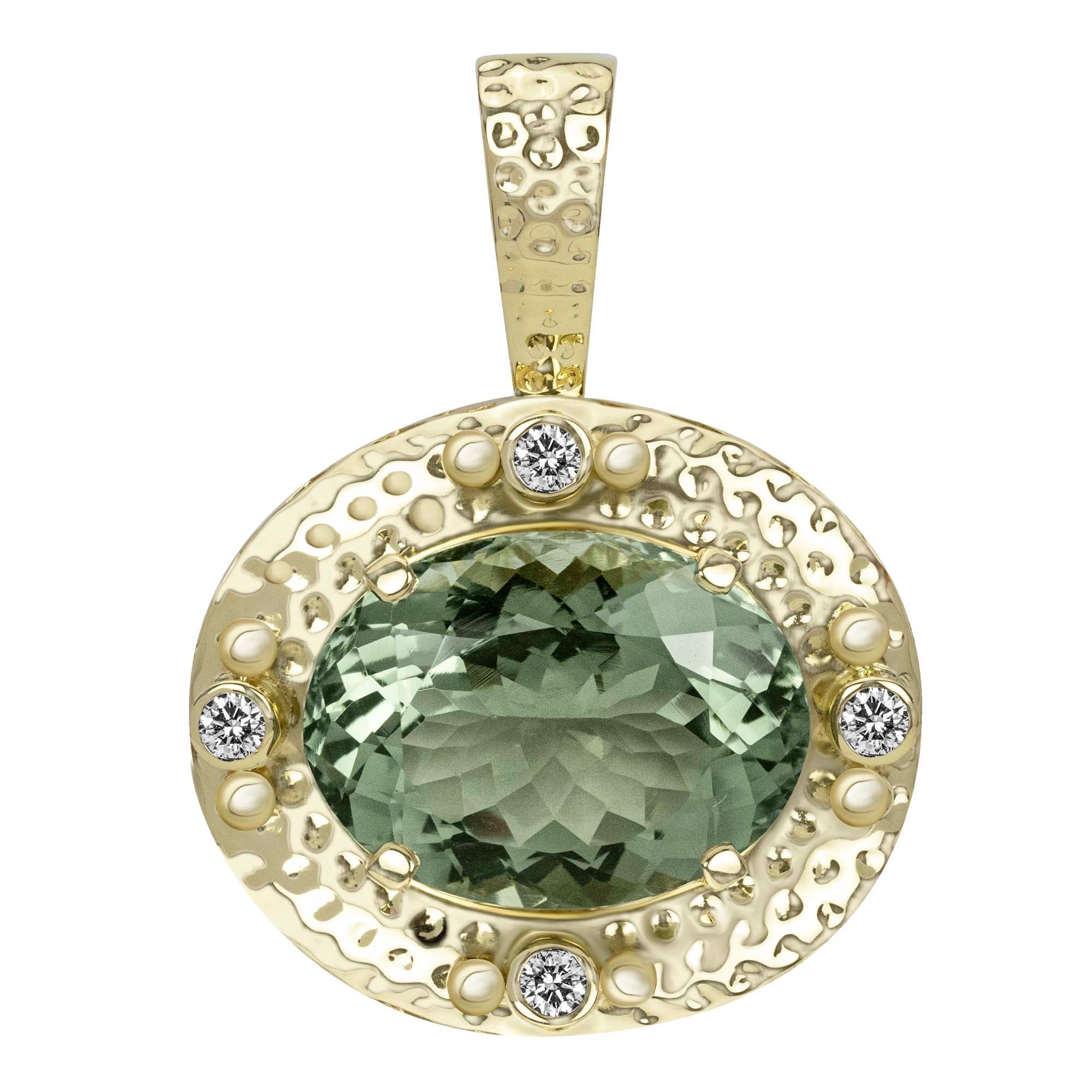 Pendant - Green Quartz And Diamond (2363B)