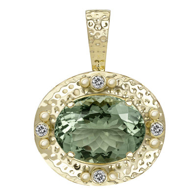 Pendant - Green Quartz And Diamond