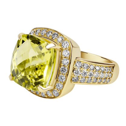 Ring - Lemon Quartz and Diamond | Singhvi Jewels