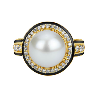 Ring - South Sea Pearl and Diamond (Enamel) | Singhvi Jewels