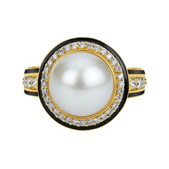 Ring - South Sea Pearl And Diamond (enamel)