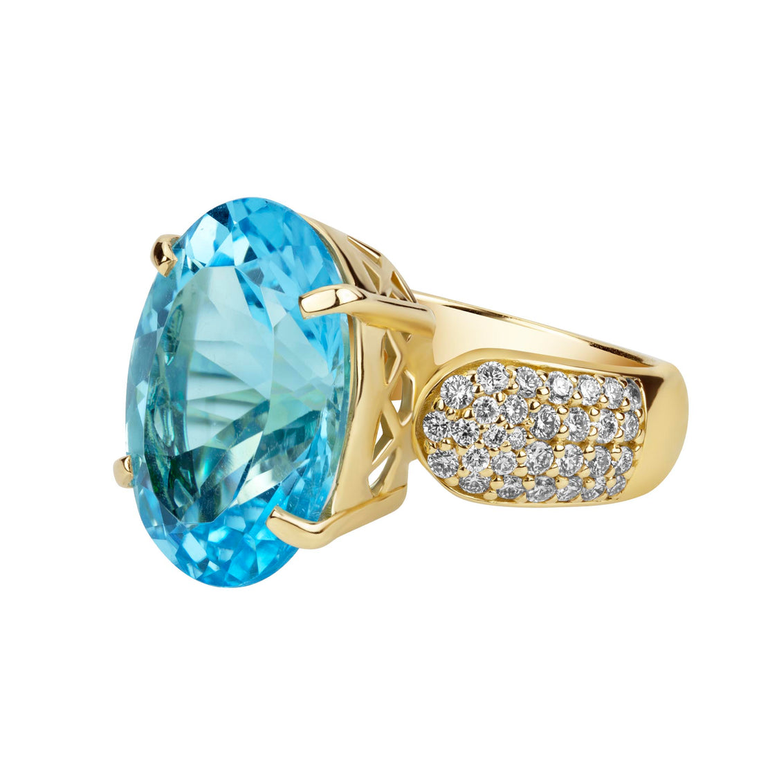 Ring - Blue Topaz And Diamond