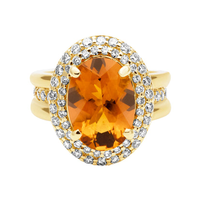 Ring - Citrine And Diamond (2381B) | Singhvi Jewels