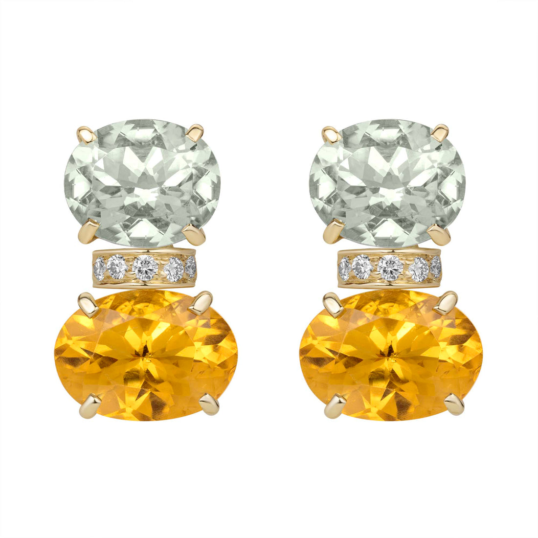 Earrings - Green Quartz, Citrine and Diamond | Singhvi Jewels