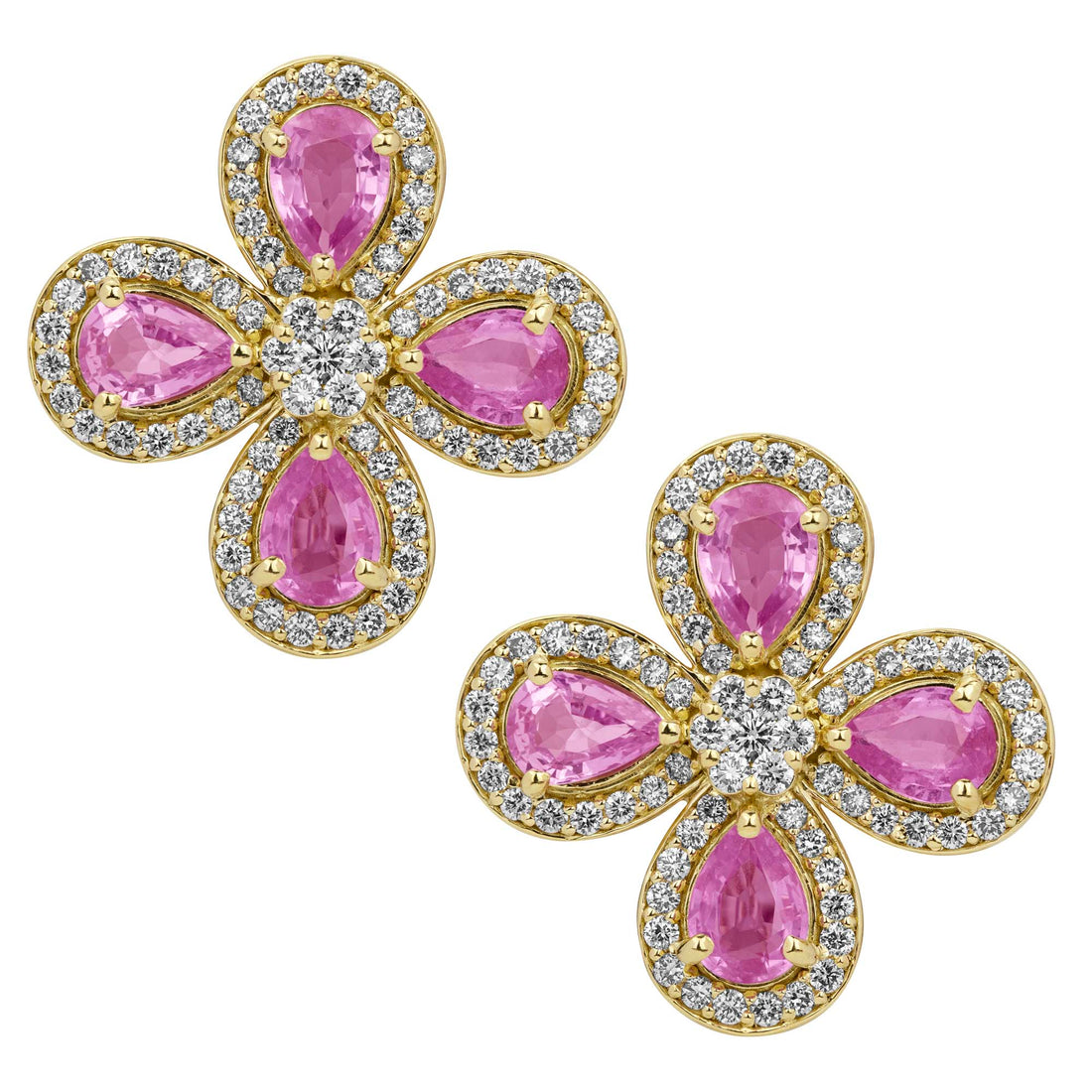 Earrings - Pink Sapphire And Diamond