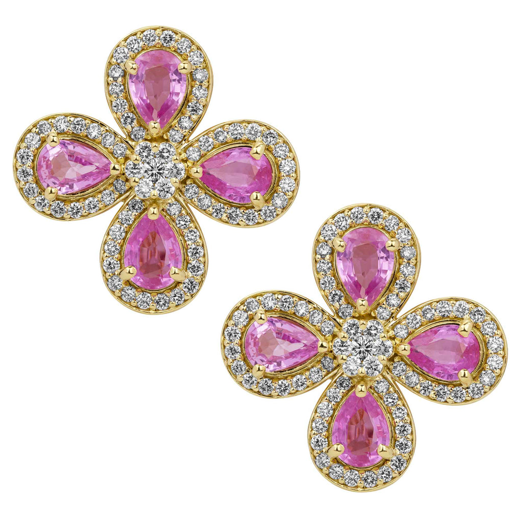 Earrings - Pink Sapphire And Diamond