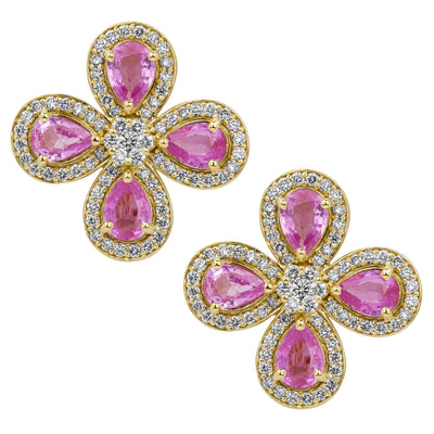 Earrings - Pink Sapphire And Diamond