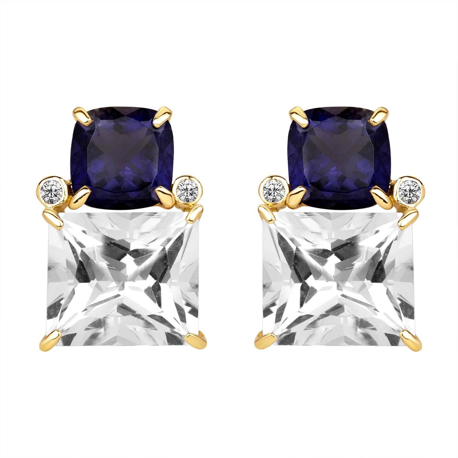 Earrings - Iolite, Crystal And Diamond (2382H) | Singhvi Jewels