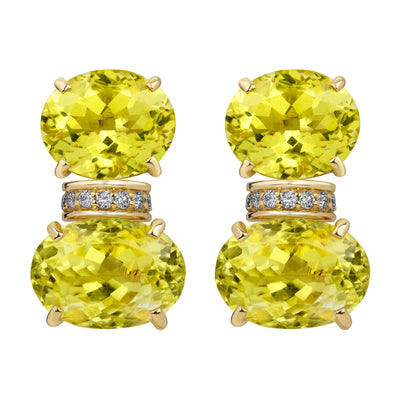 Earrings - Lemon Quartz And Diamond