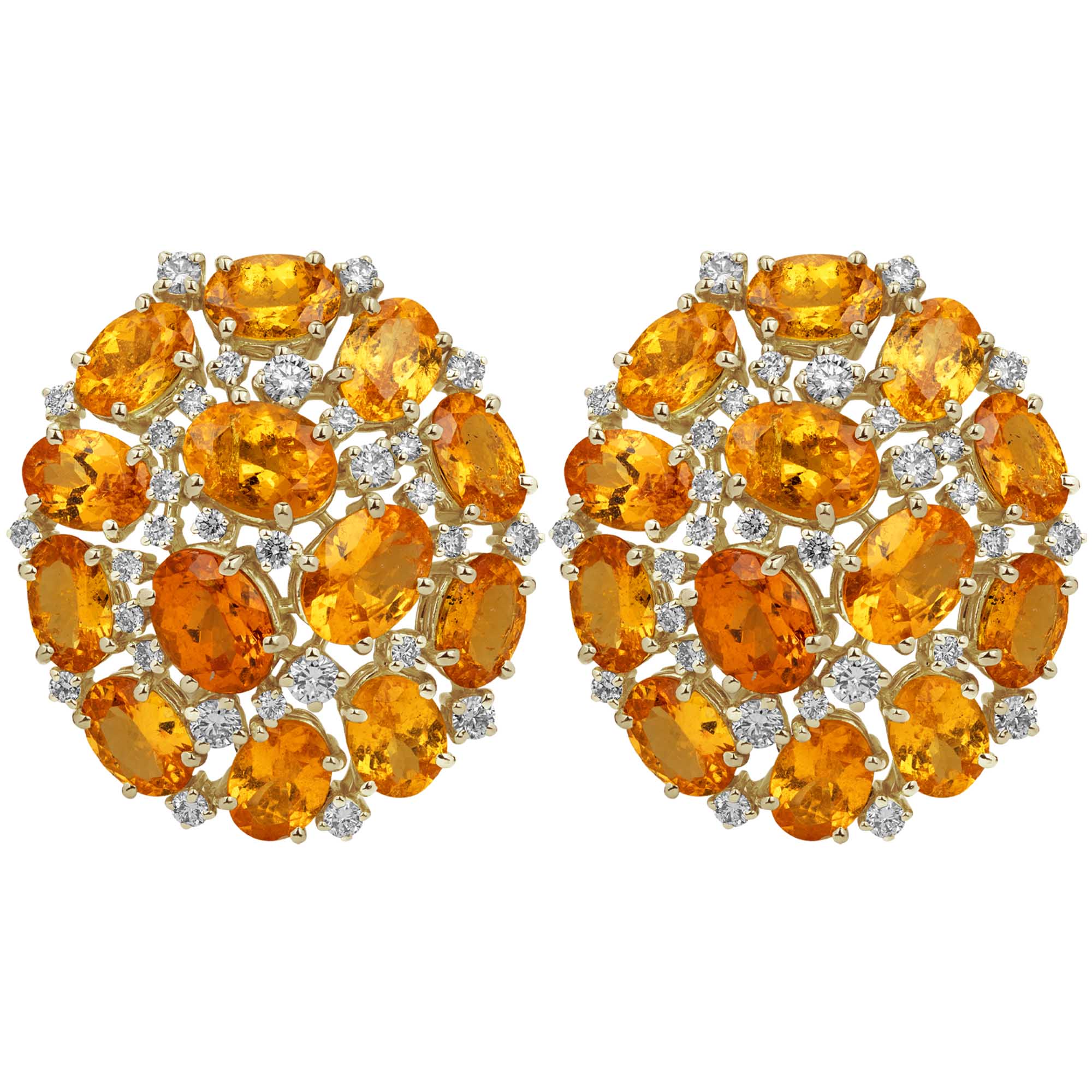 Earrings - Orange Garnet and Diamond | Singhvi Jewels