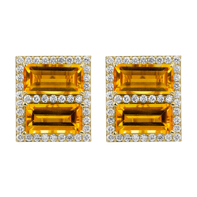 Earrings - Citrine And Diamond