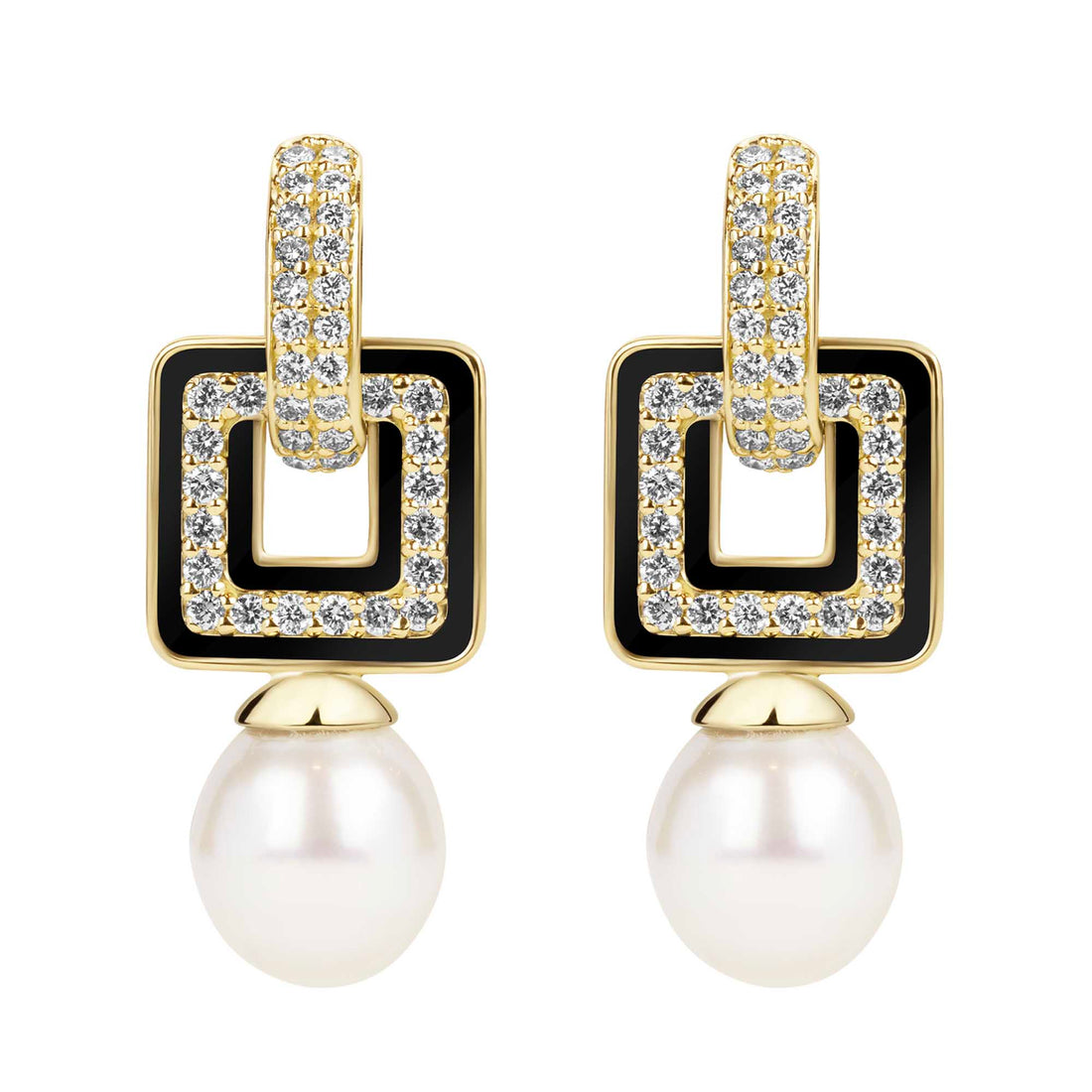 Earrings - South Sea Pearl and Diamond (Enamel) | Singhvi Jewels