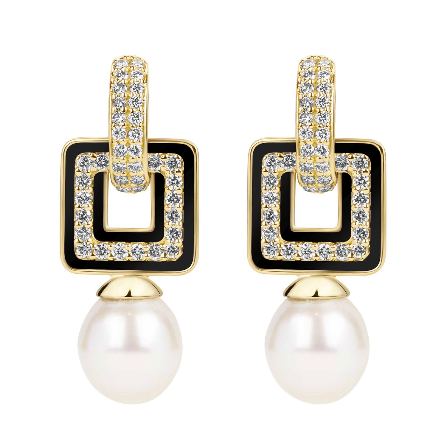 Earrings - South Sea Pearl and Diamond (Enamel) | Singhvi Jewels