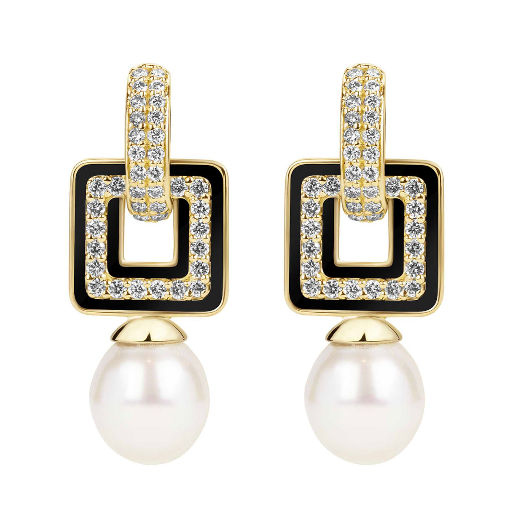 Earrings - South Sea Pearl And Diamond (enamel)