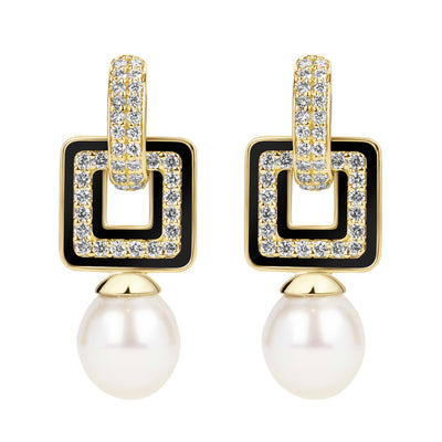 Earrings - South Sea Pearl And Diamond (Enamel)
