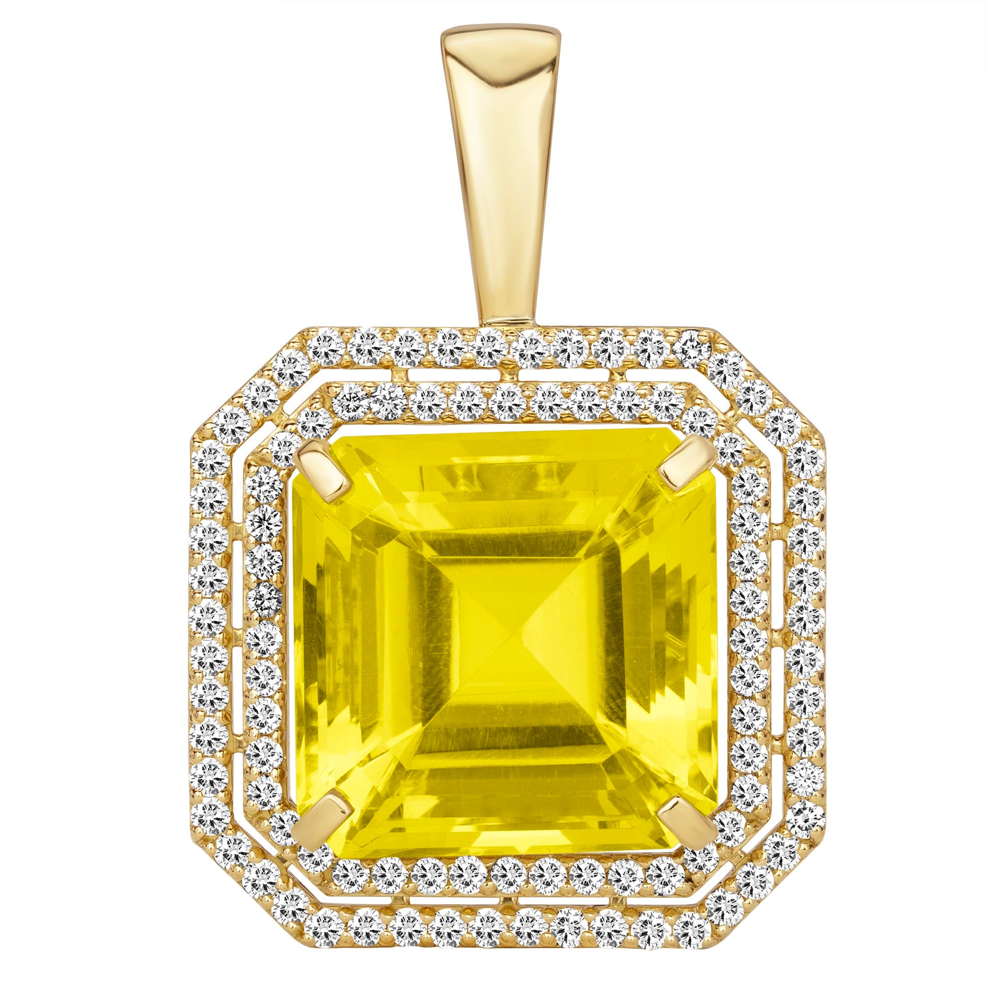 Pendant - Lemon Quartz And Diamond (2386E) | Singhvi Jewels