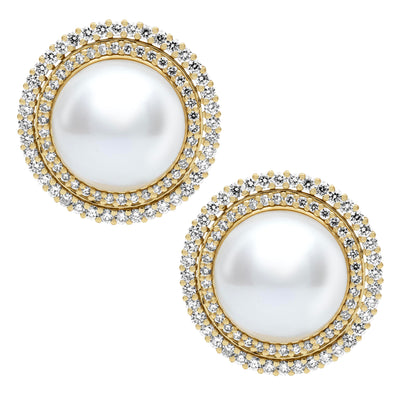 Earrings - Freshwater Pearl And Diamond (2389C)