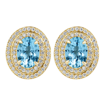 Earrings - Blue Topaz And Diamond