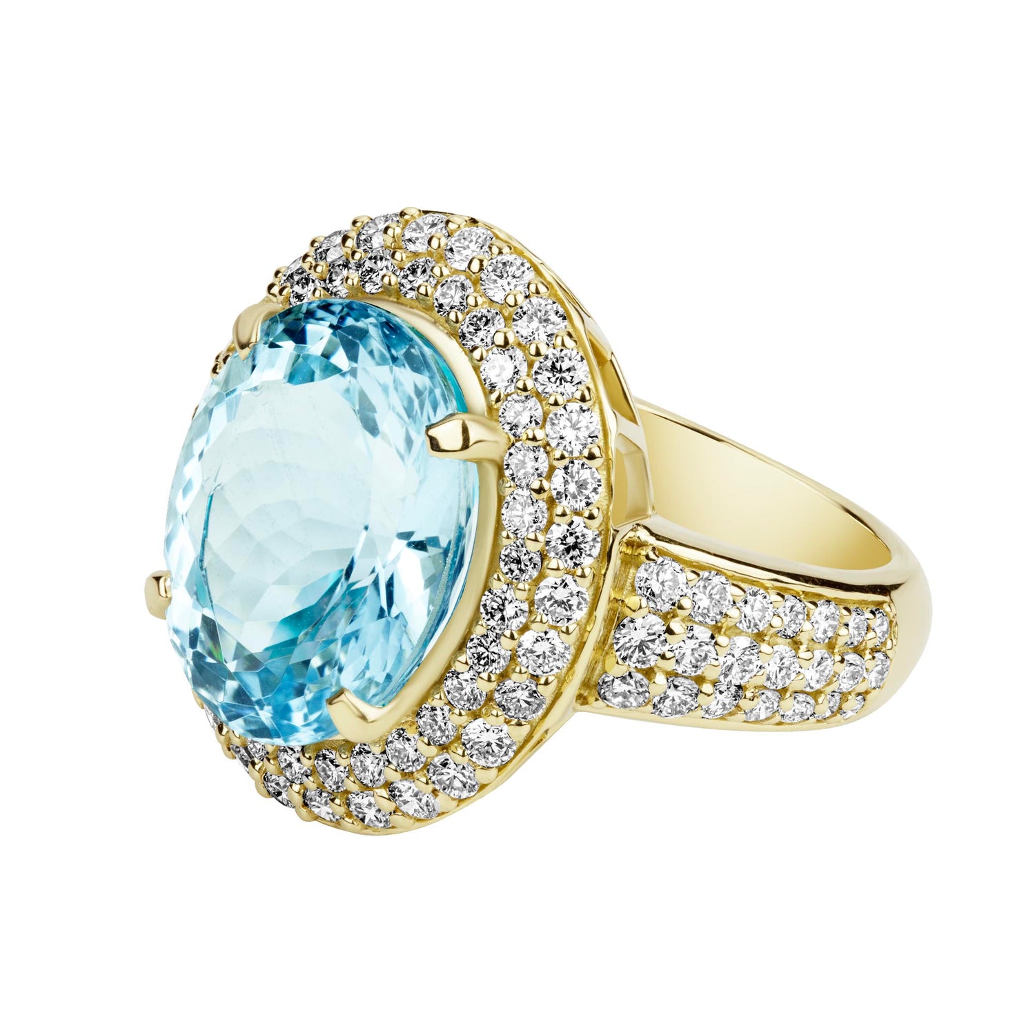 Ring - Aquamarine And Diamond (2390B) | Singhvi Jewels