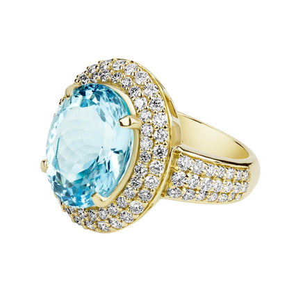 Ring - Aquamarine And Diamond (2390B) | Singhvi Jewels