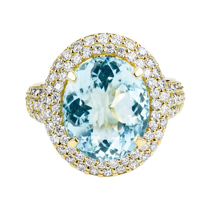 Ring - Aquamarine And Diamond (2390B) | Singhvi Jewels